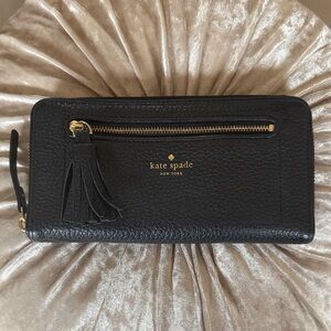Kate Spade Black Wallet with Gold Accents